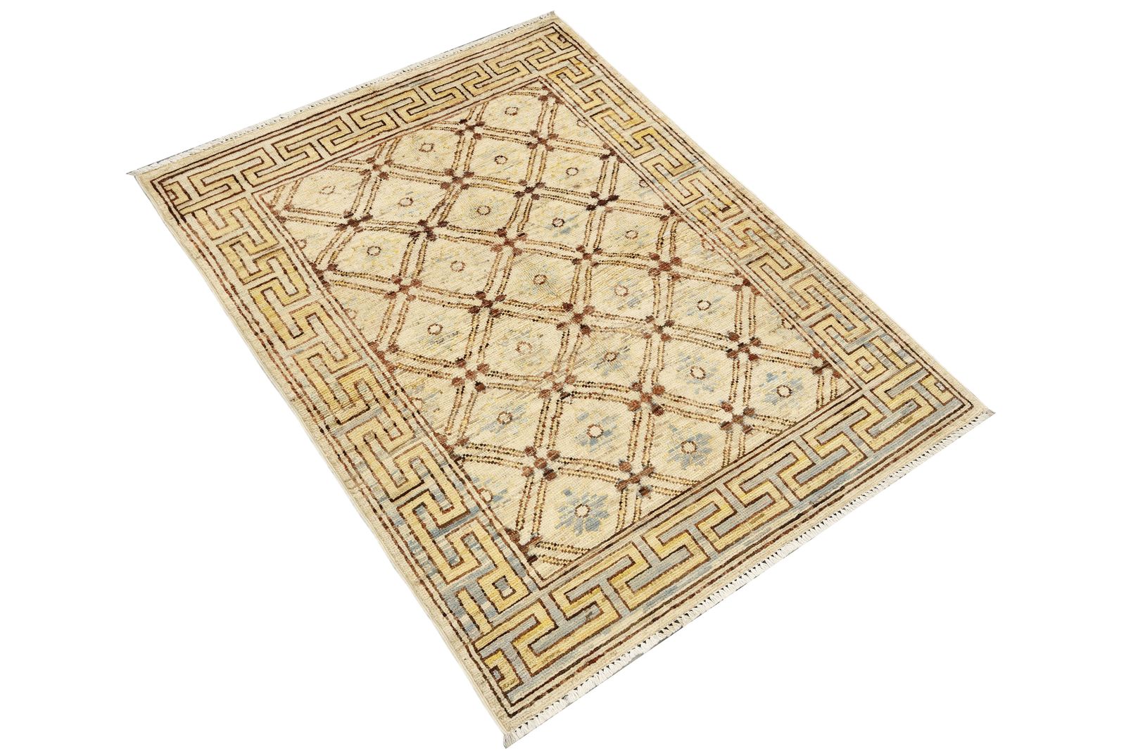 Small Khotan Afghan Traditional Hand Knotted Wool Area Rug photo furniture