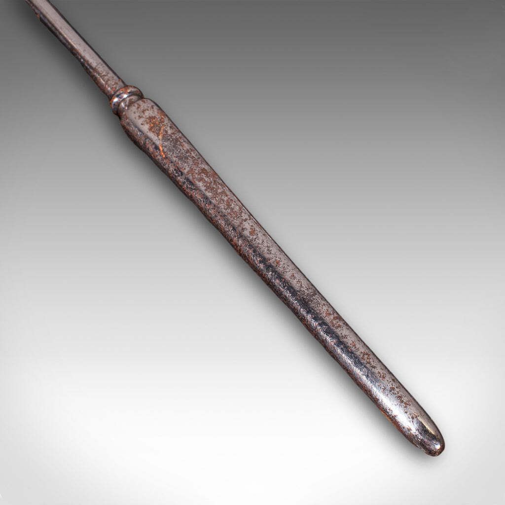 945.0 Antique Companion Set, Three Fireside Tools, English, Steel, Brass, Victorian photo