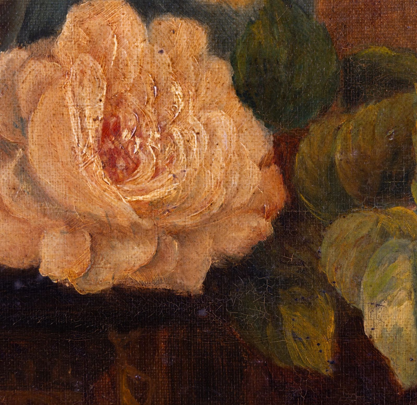 Still Life With Roses And Fruit, 17 Century Style Oil On Canvas, Dated 1896. photo furniture