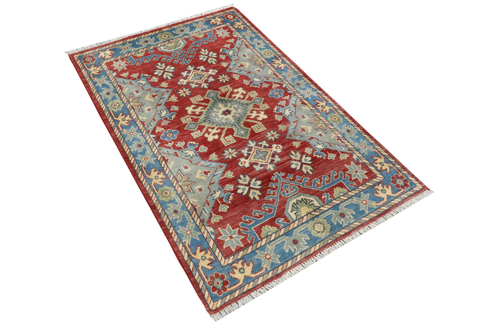 3x5 Red And Blue Kazak Oriental Wool Hand Knotted Rug photo furniture