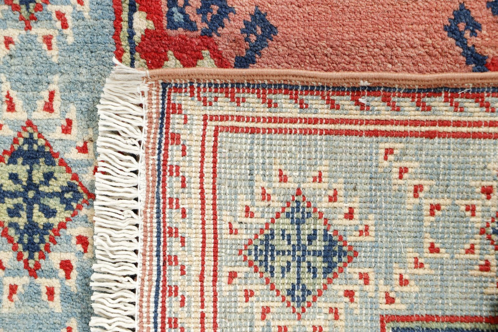 2x3 Ersari Rust And Light Blue Bokhara Turkmen Tribal Geometric Rug photo vinterior