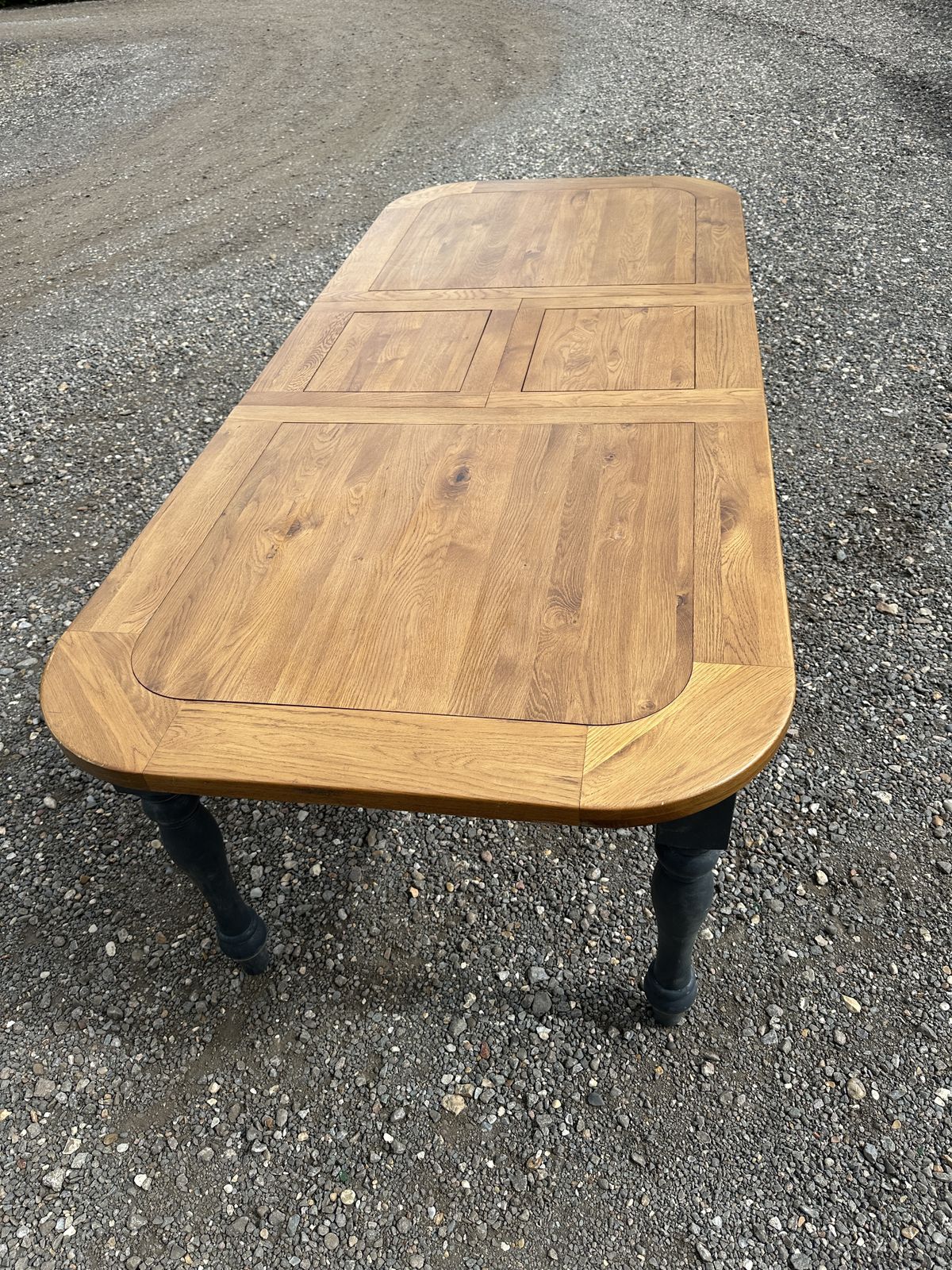 Grand Substantial Oak Furnitureland Dining Table 230cm 10–12 Seat Huge Navy Blue photo for sale