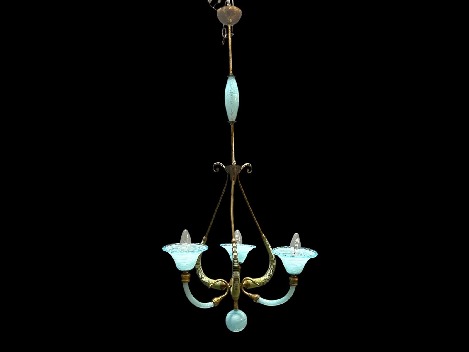Italian Blue Murano Glass Chandelier 1950’s photo furniture