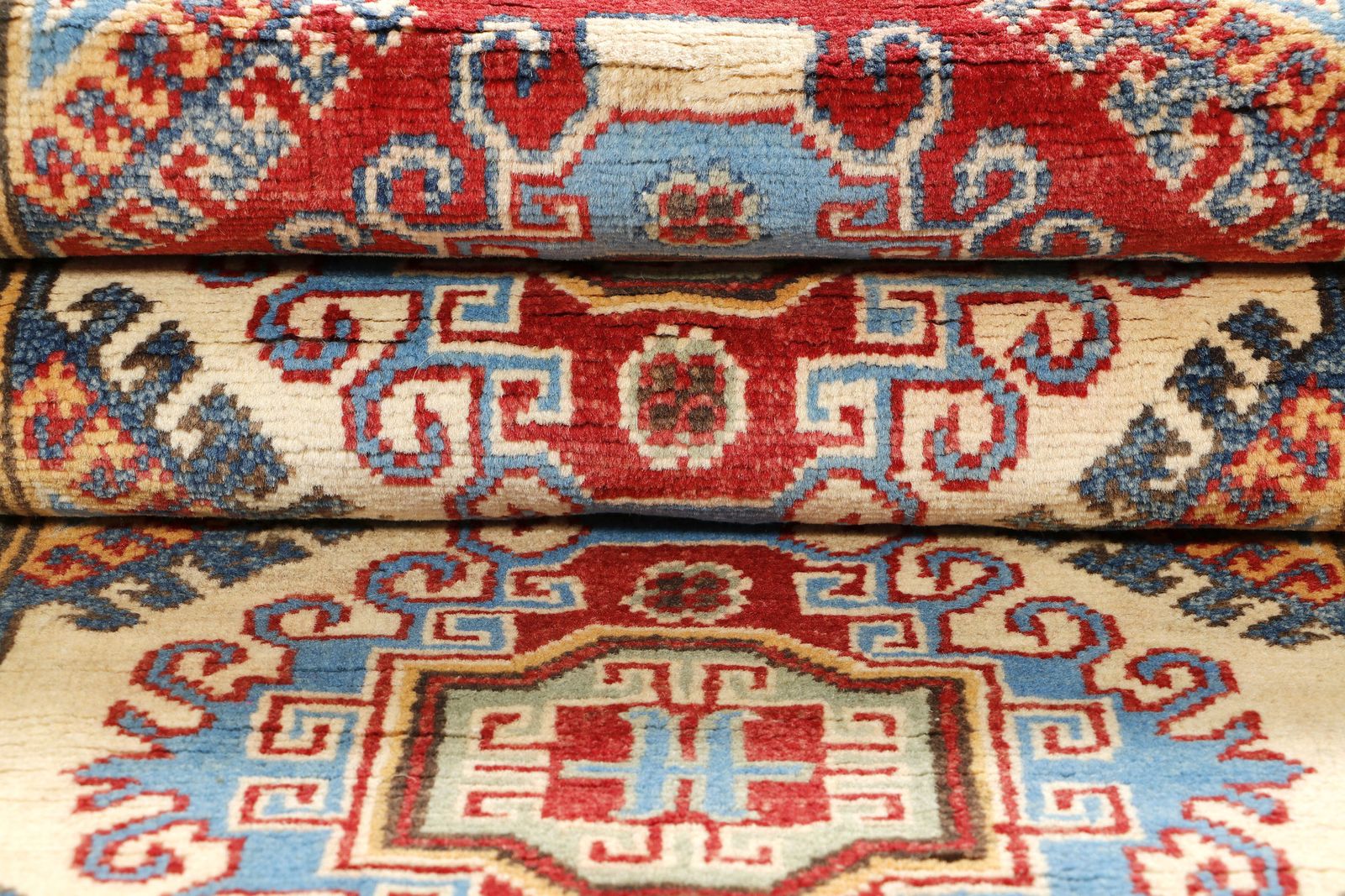 10 Ft Kazak Traditional Geometric Wool Runner Rug photo 428.0