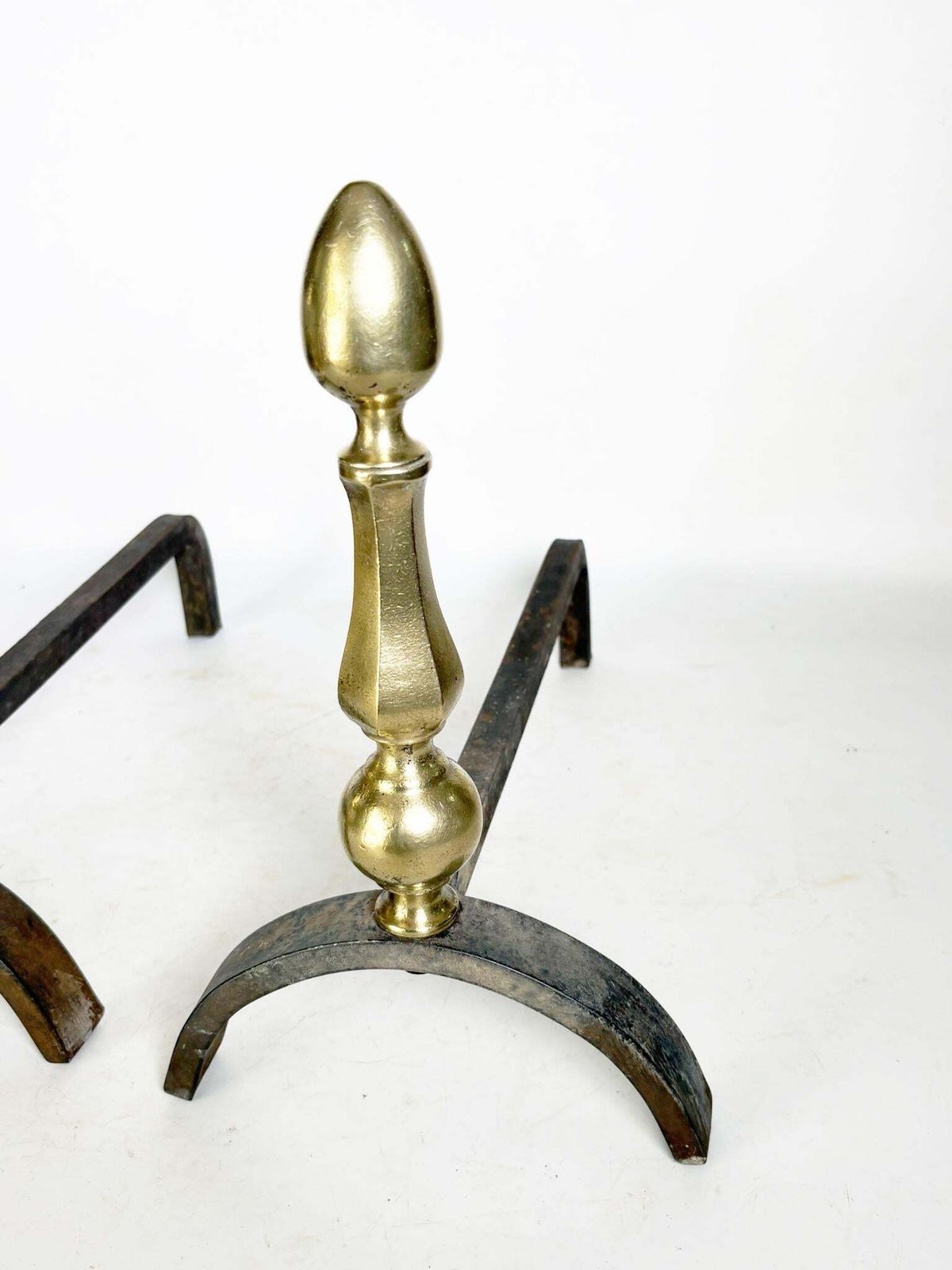 photo for sale Pair Of Andirons With Brass Finials, France, 1930.