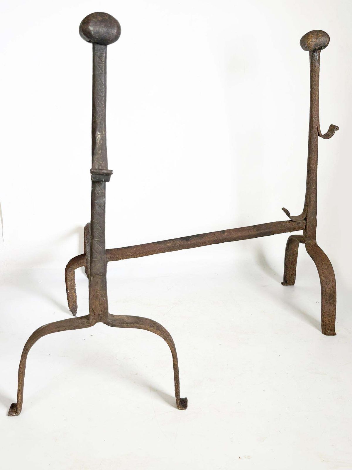 Pair Of Cast Iron Andirons, France, 1960. photo Home Fixtures