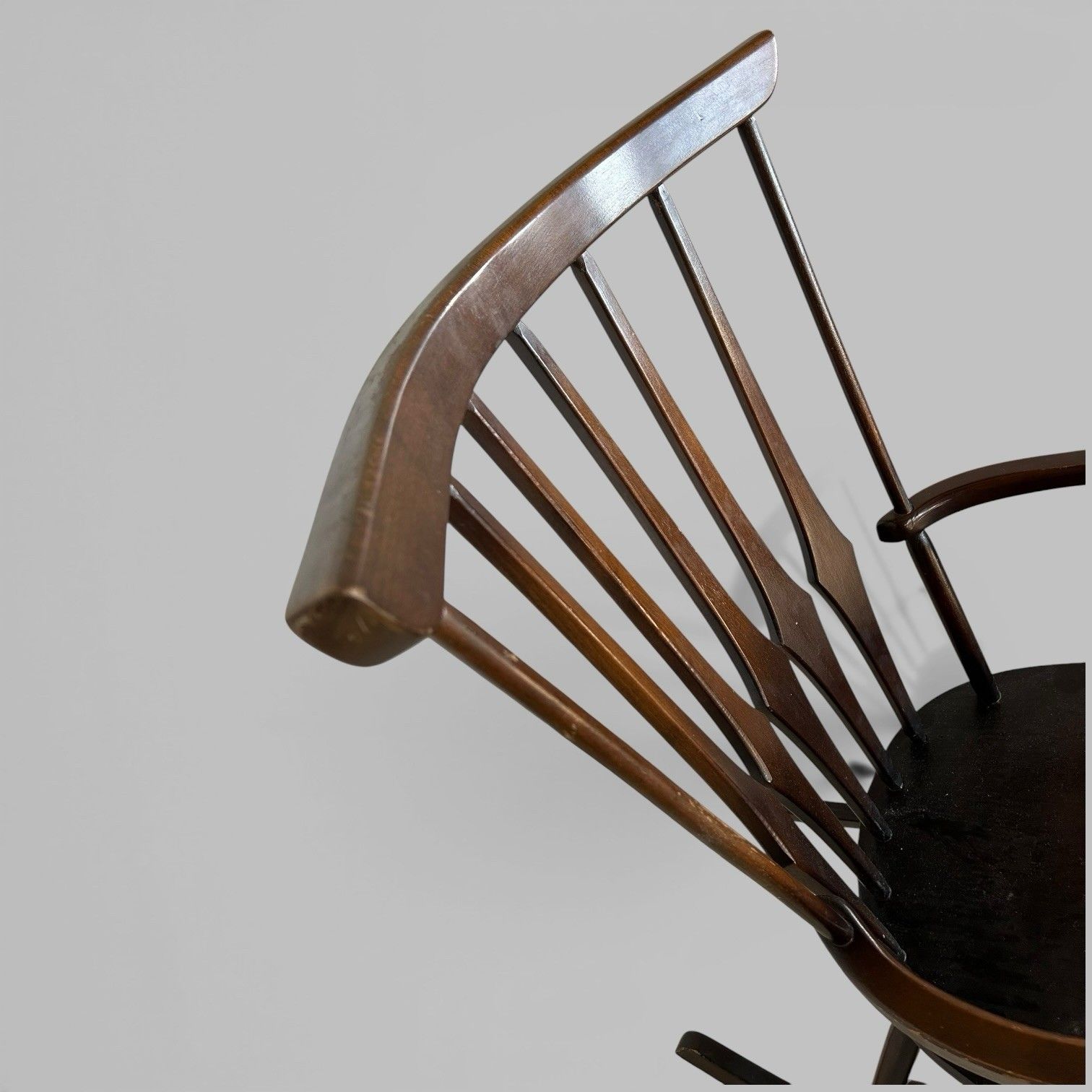 Mid Century Wooden Rocking Chair With Spindle Back photo Furniture
