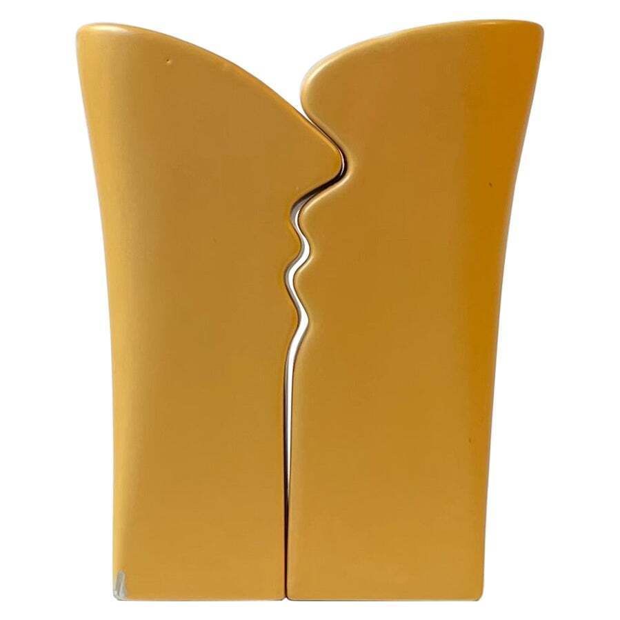 German Post Moddern Yellow Ceramic Vases 'The Kiss' By Asa, 1980s