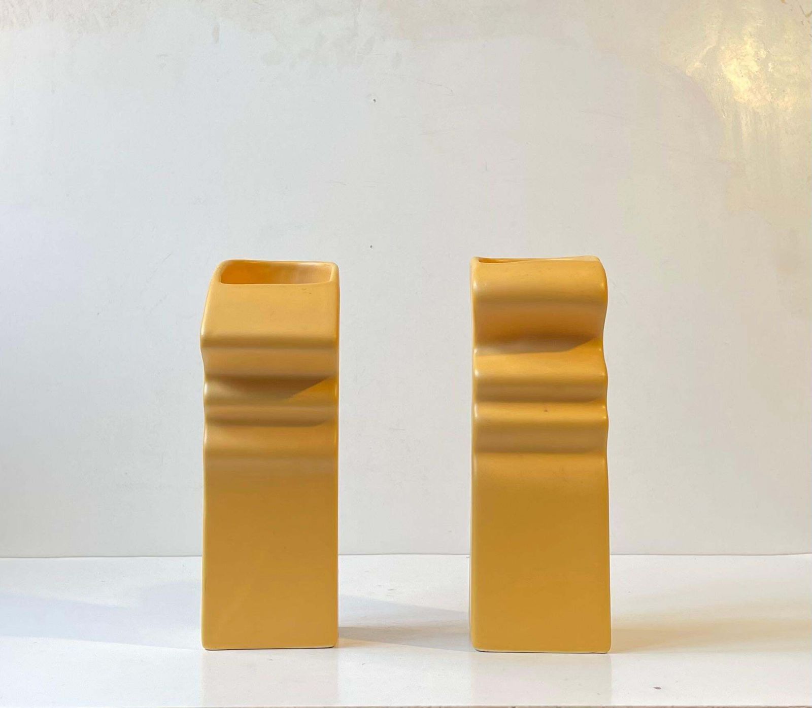 German Post Moddern Yellow Ceramic Vases 'The Kiss' By Asa, 1980s photo for sale