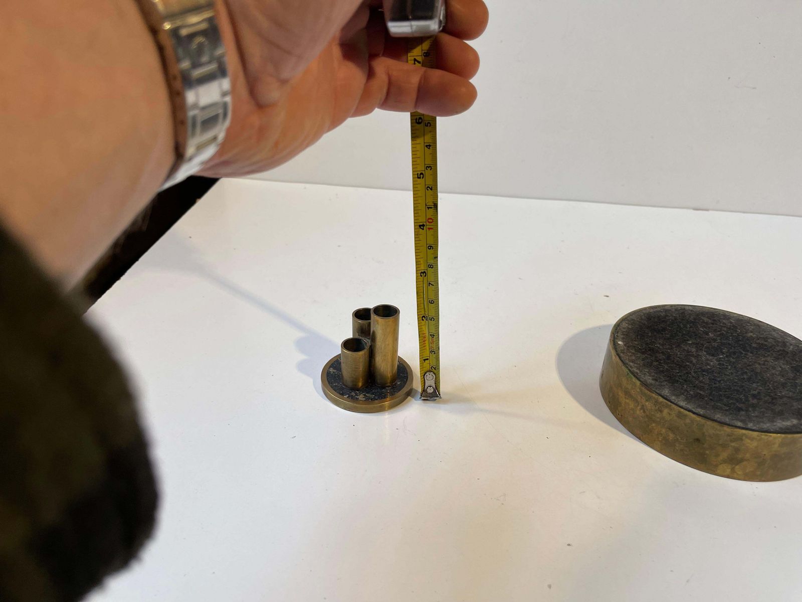 photo furniture Midcentury Natural Stone & Brass Pen Holder & Ashtray By Saulo Norway, 1960s