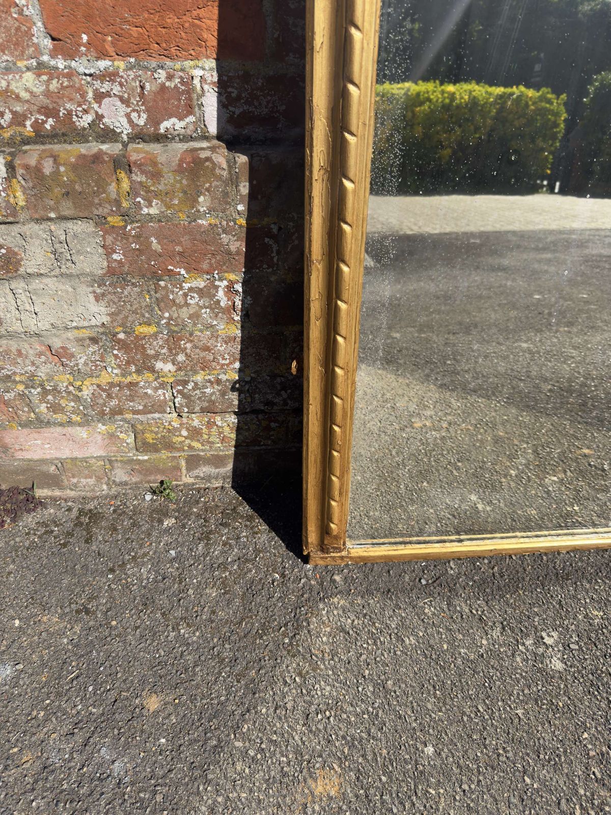 A Wonderful Large Antique English 19th C Arched Gilt Rope Twist Framed Overmantle Mirror. photo Home Decor