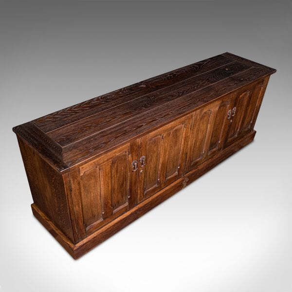 Large Antique Dresser Base, English, Oak, Gothic Revival, Window Seat, Victorian photo buy