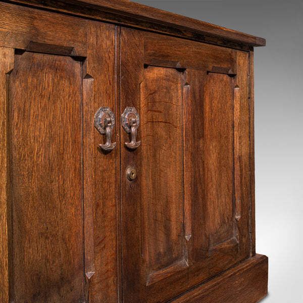 photo for sale Large Antique Dresser Base, English, Oak, Gothic Revival, Window Seat, Victorian