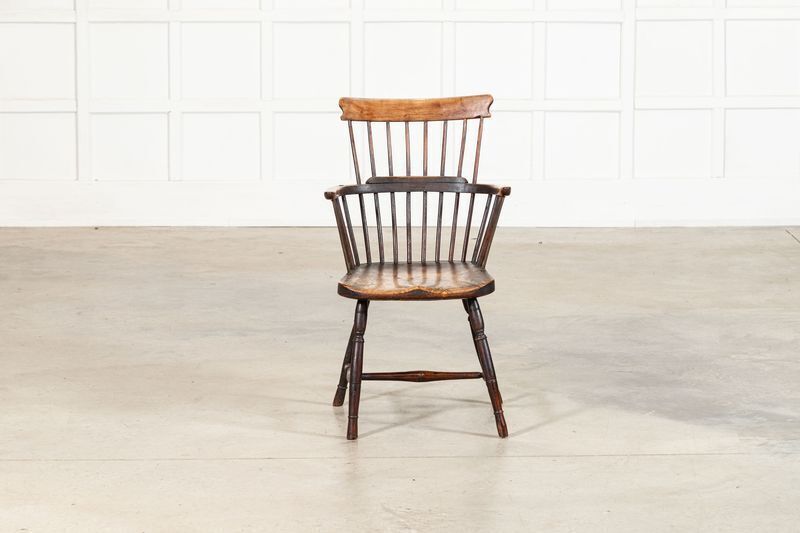 19thc English Vernacular Yew & Fruitwood Stick Back Windsor Chair photo 3853.0