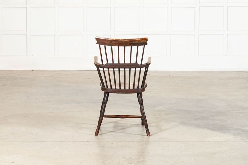photo for sale 19thc English Vernacular Yew & Fruitwood Stick Back Windsor Chair