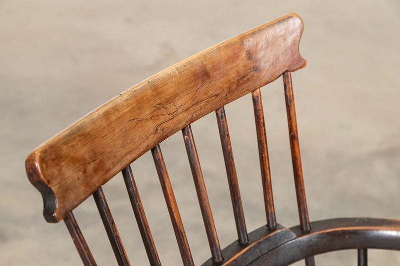 Furniture 19thc English Vernacular Yew & Fruitwood Stick Back Windsor Chair photo