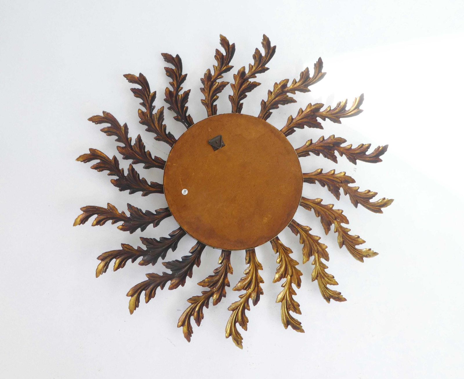 photo furniture Mid Century Metal Sunburst Convex Mirror, Hollywood Regency Wall Mirror