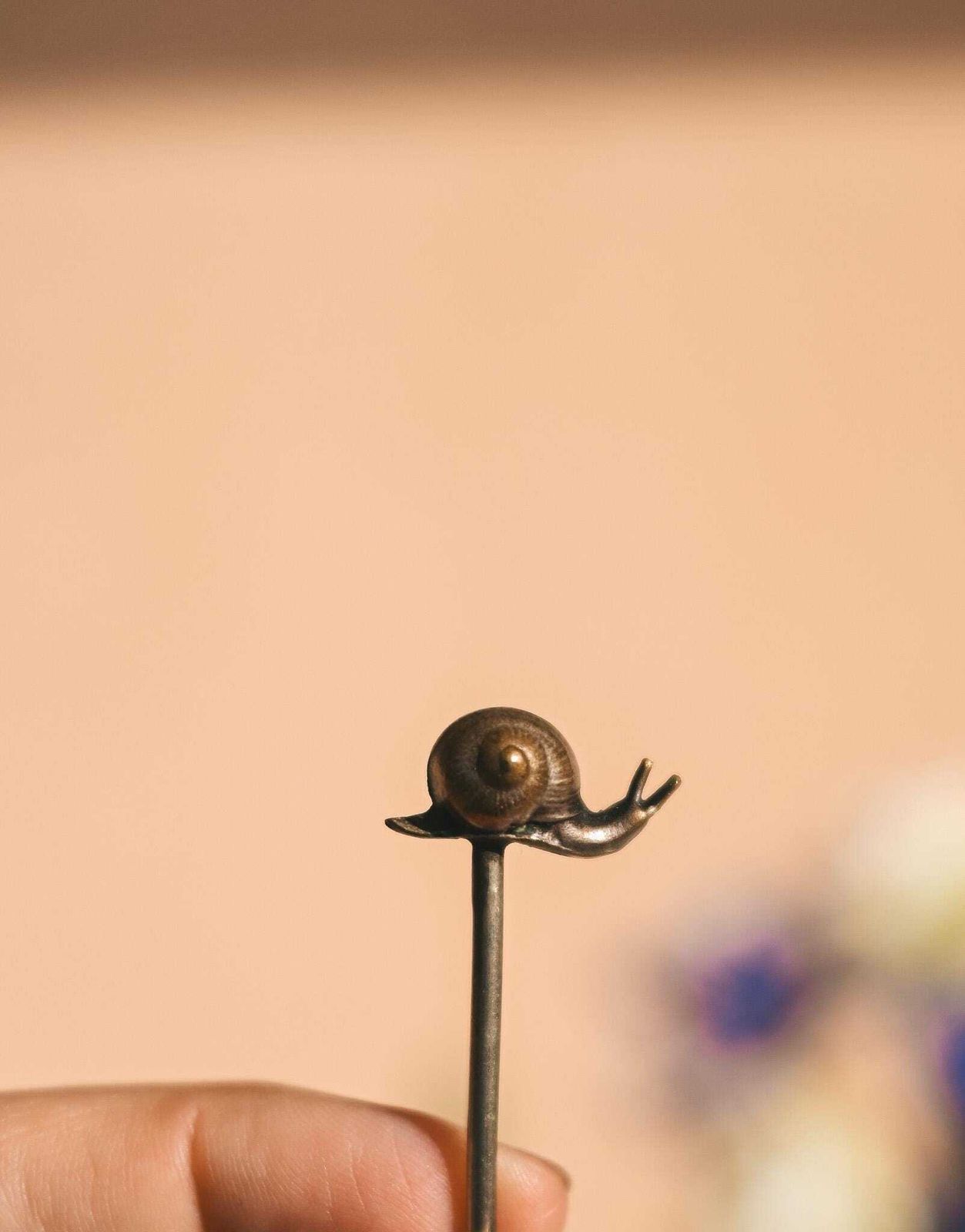photo furniture Art Deco Opalescent Glass Snail Cocktail Pick Holder | 7 Snail Picks | Sabino Style | French 1920s 30s