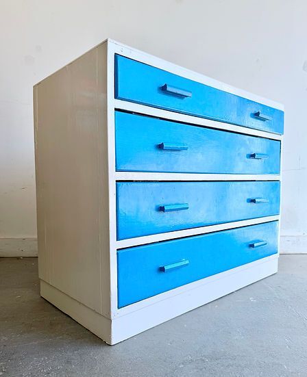 Vintage Chest Of Drawers Painted Blue photo Furniture
