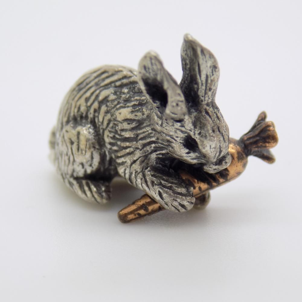 Vintage Italian Handmade Silver And Brass Bunny With Carrot, Italy, 1970s photo for sale