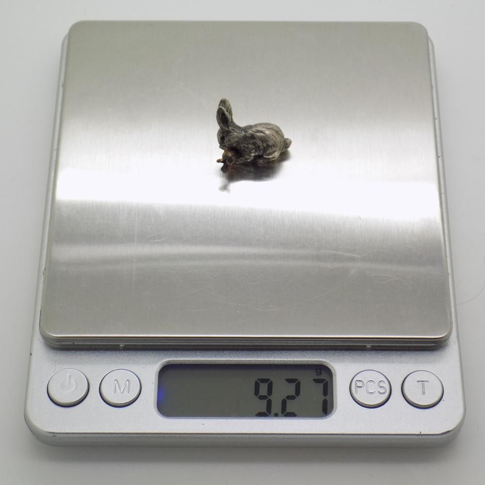 photo for sale Vintage Italian Handmade Silver And Brass Bunny With Carrot, Italy, 1970s