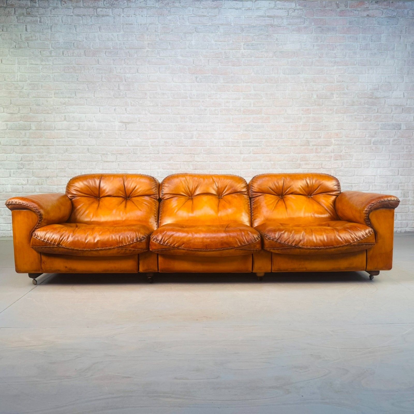 1970s Swiss De Sede Ds 101 Tan Leather Three Seater & Armchair Suite photo Furniture