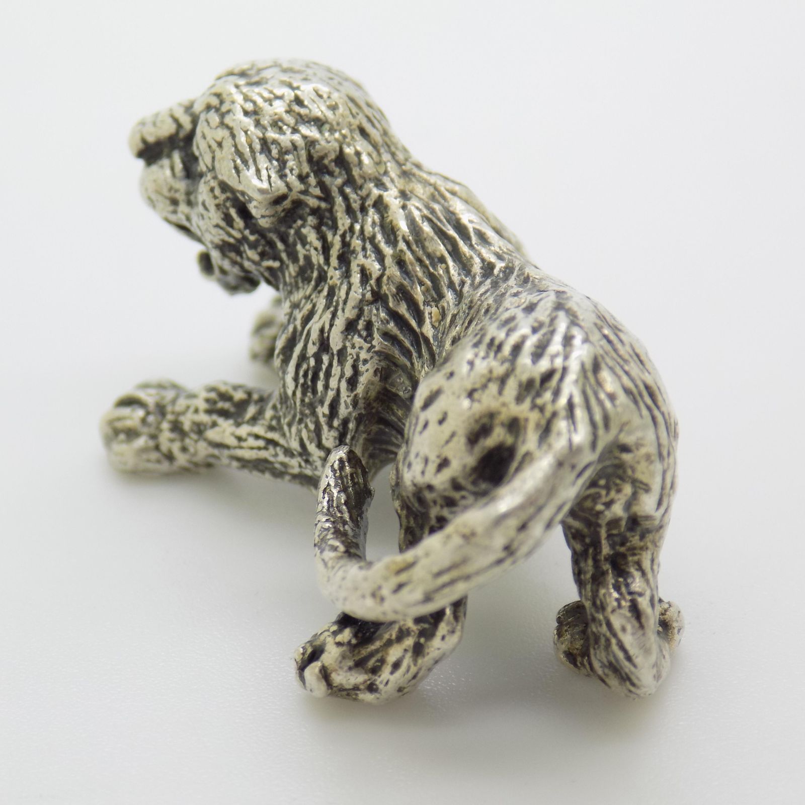 Vintage Italian Handmade Genuine Silver Lion Cub Figurine, 1970s photo 170.0