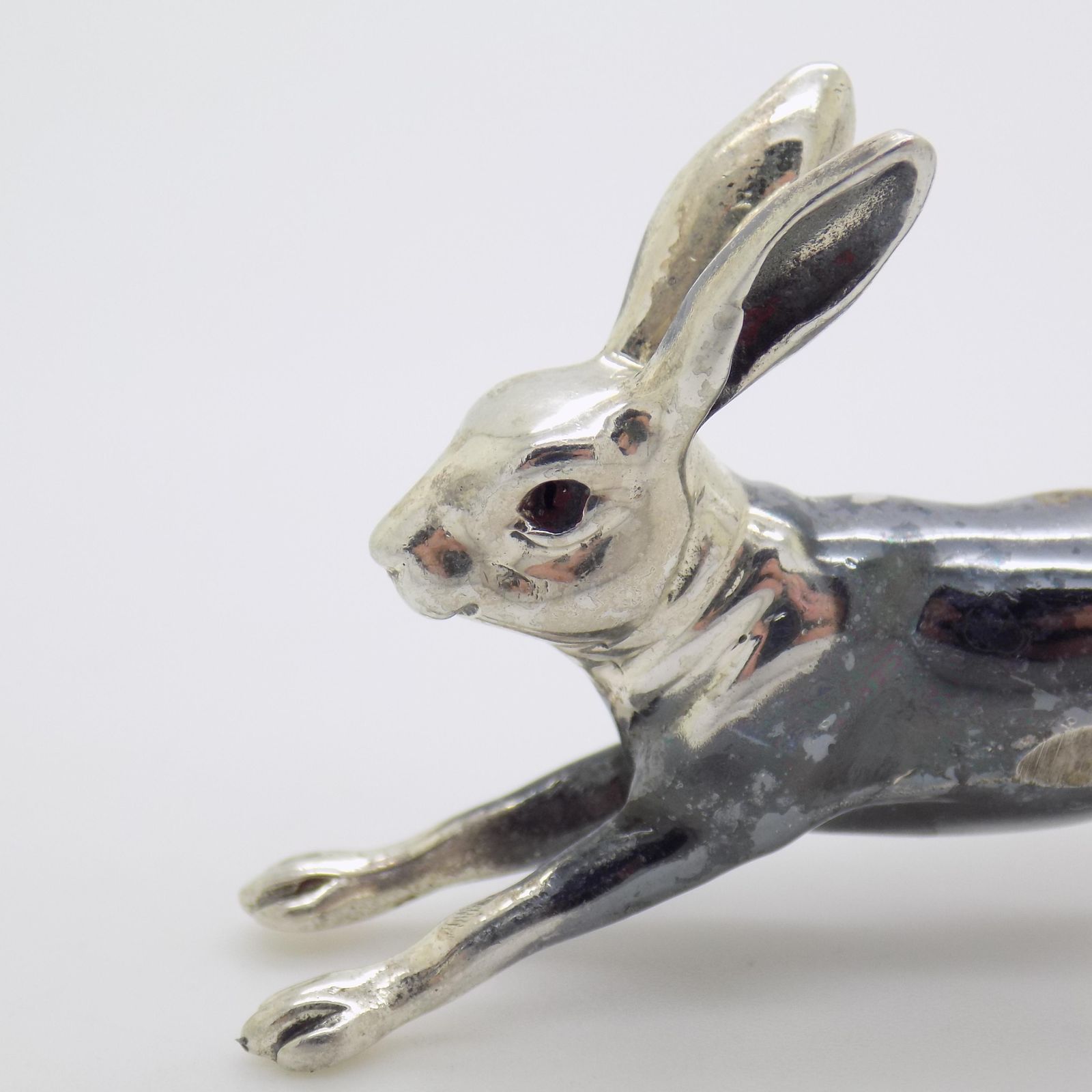 Vintage Italian Handmade Silver Running Hare Figurine, 1980s photo Art