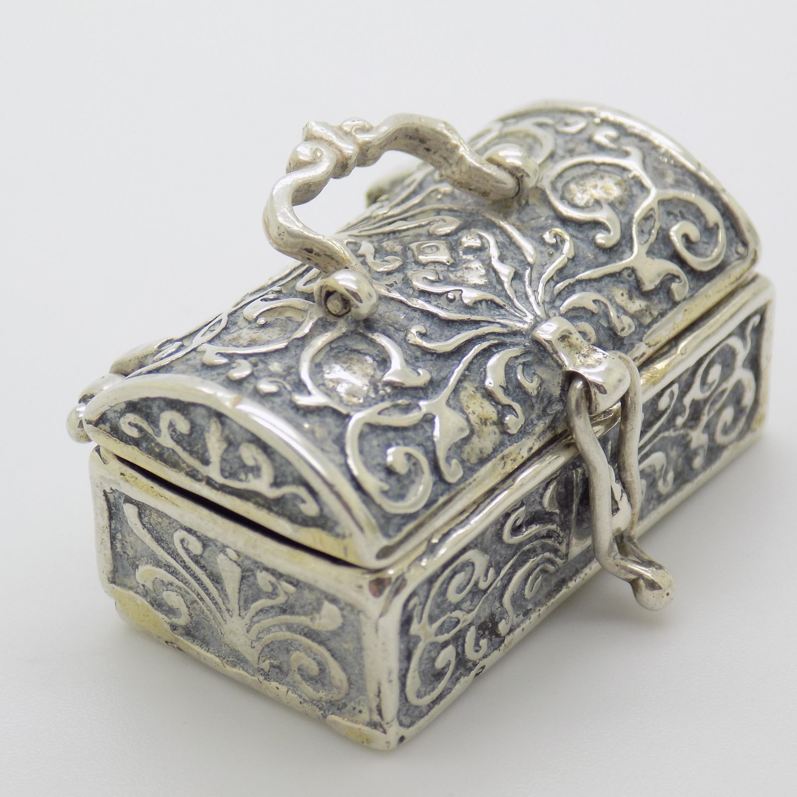 Vintage Italian Handmade Silver Treasure Chest Miniature Figurine, Italy, 1970s 1980s photo Home Decor