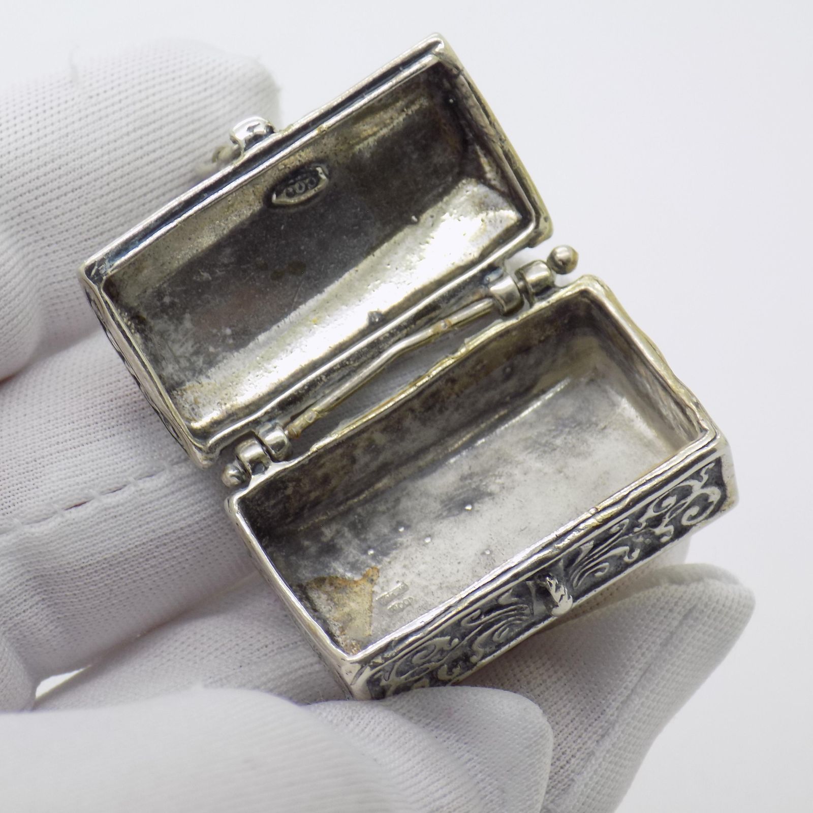 Vintage Italian Handmade Silver Treasure Chest Miniature Figurine, Italy, 1970s 1980s photo vinterior