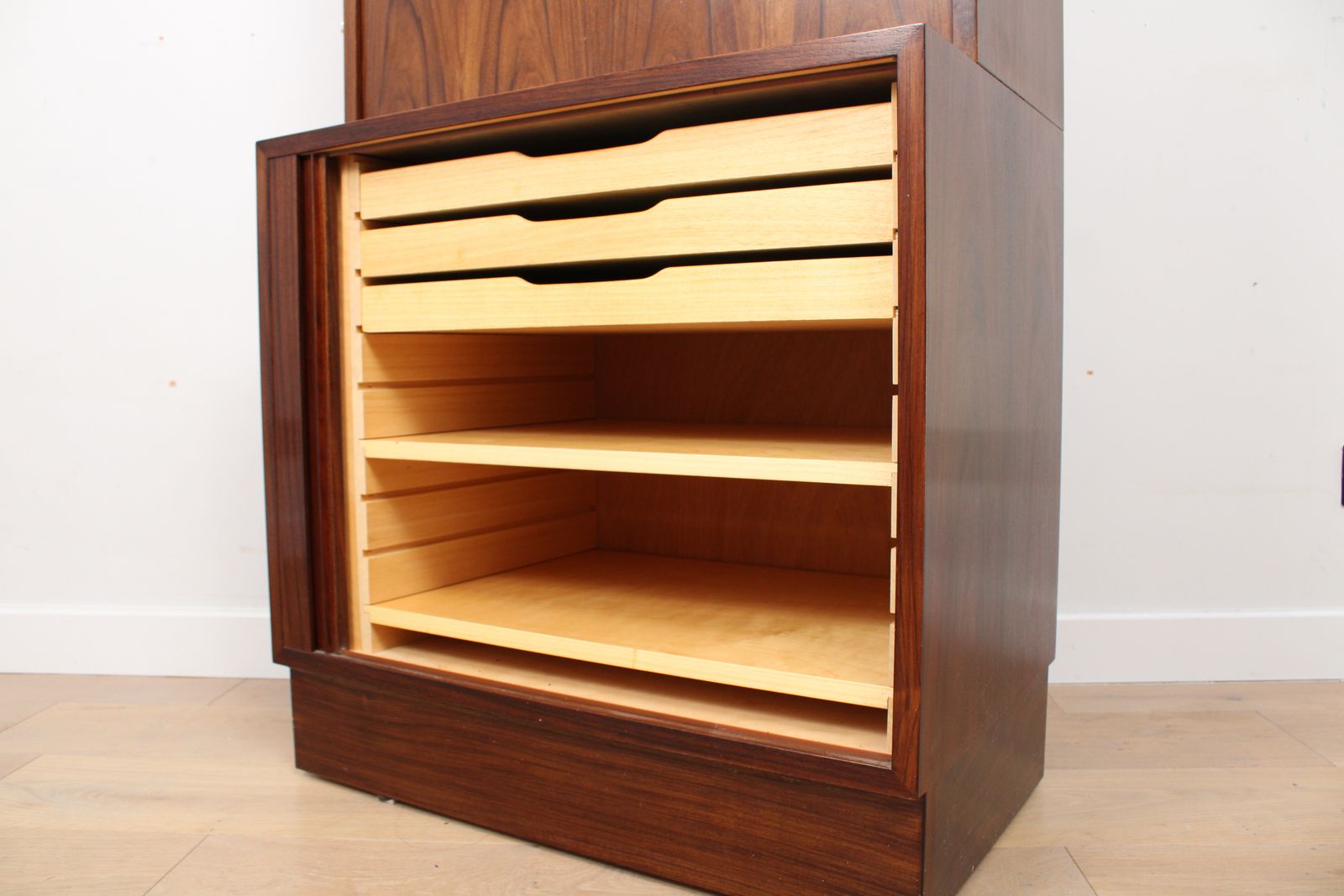 A Vintage Danish Mid Century Rosewood Poul Hundevad Display Cabinet Bookshelf photo vintage