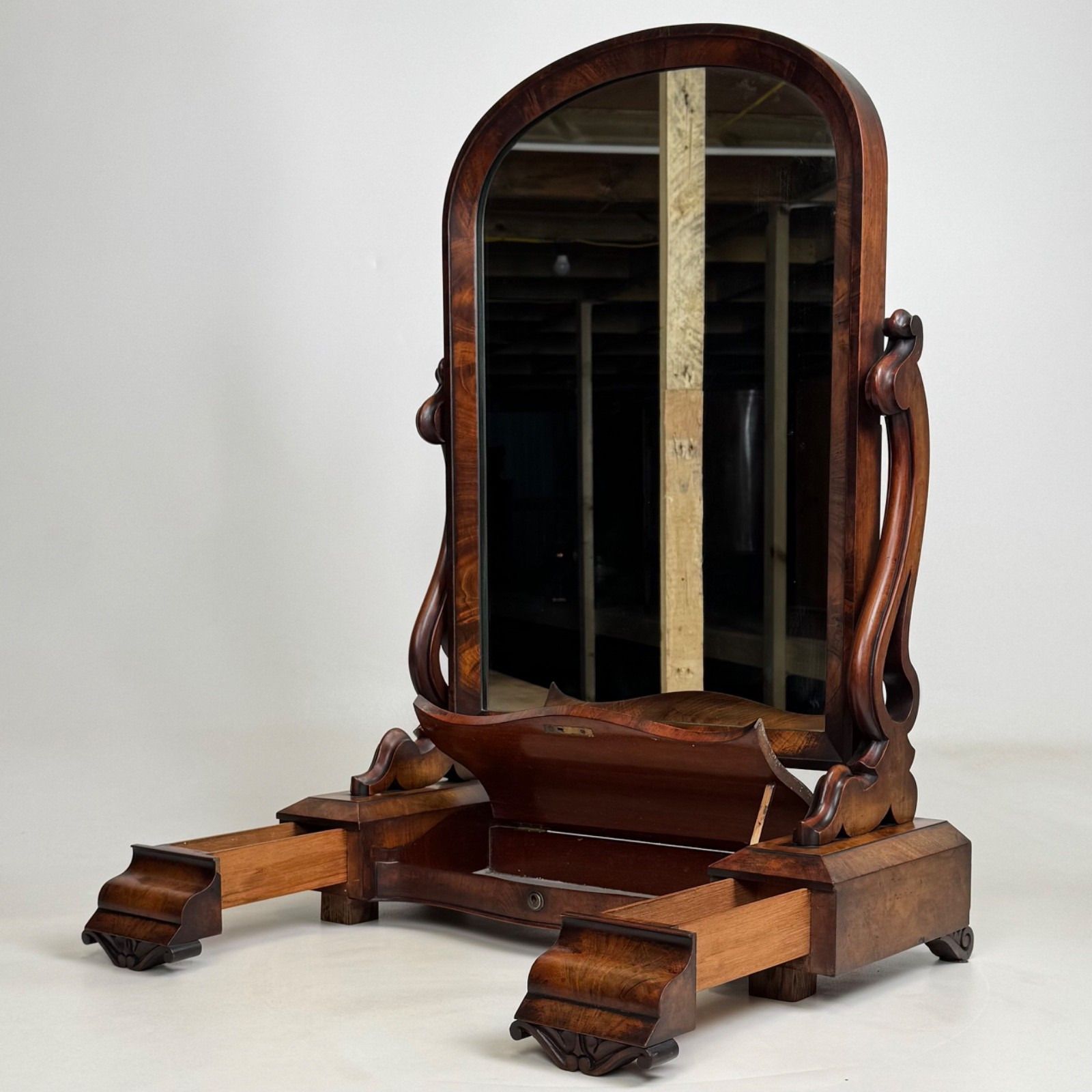Antique 19th Century Victorian Dressing Mirror In Mahogany ( Af 5352 ) photo for sale