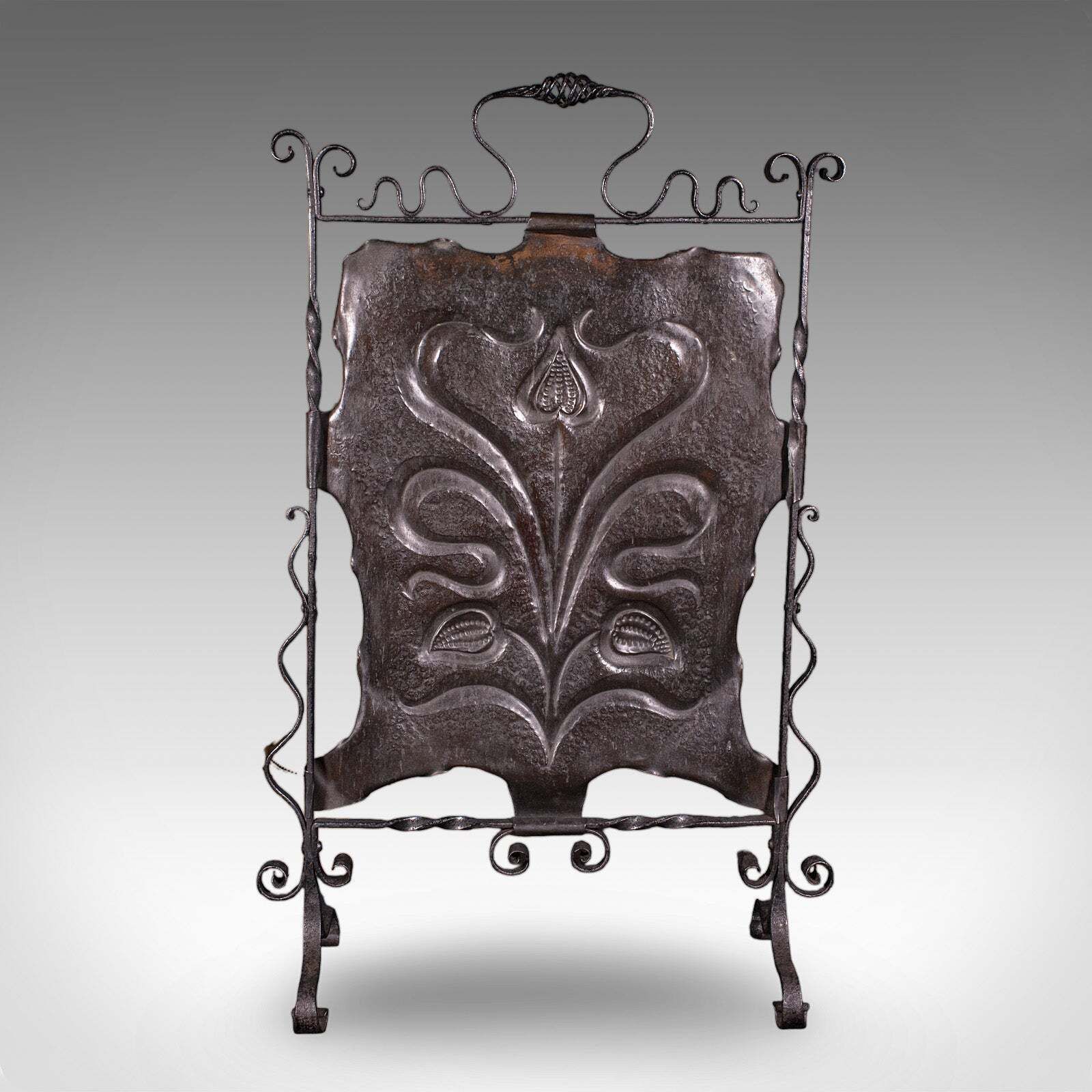 Antique Fire Screen, Art Nouveau, French, Fireplace Reflector, Copper, Victorian photo Home Fixtures