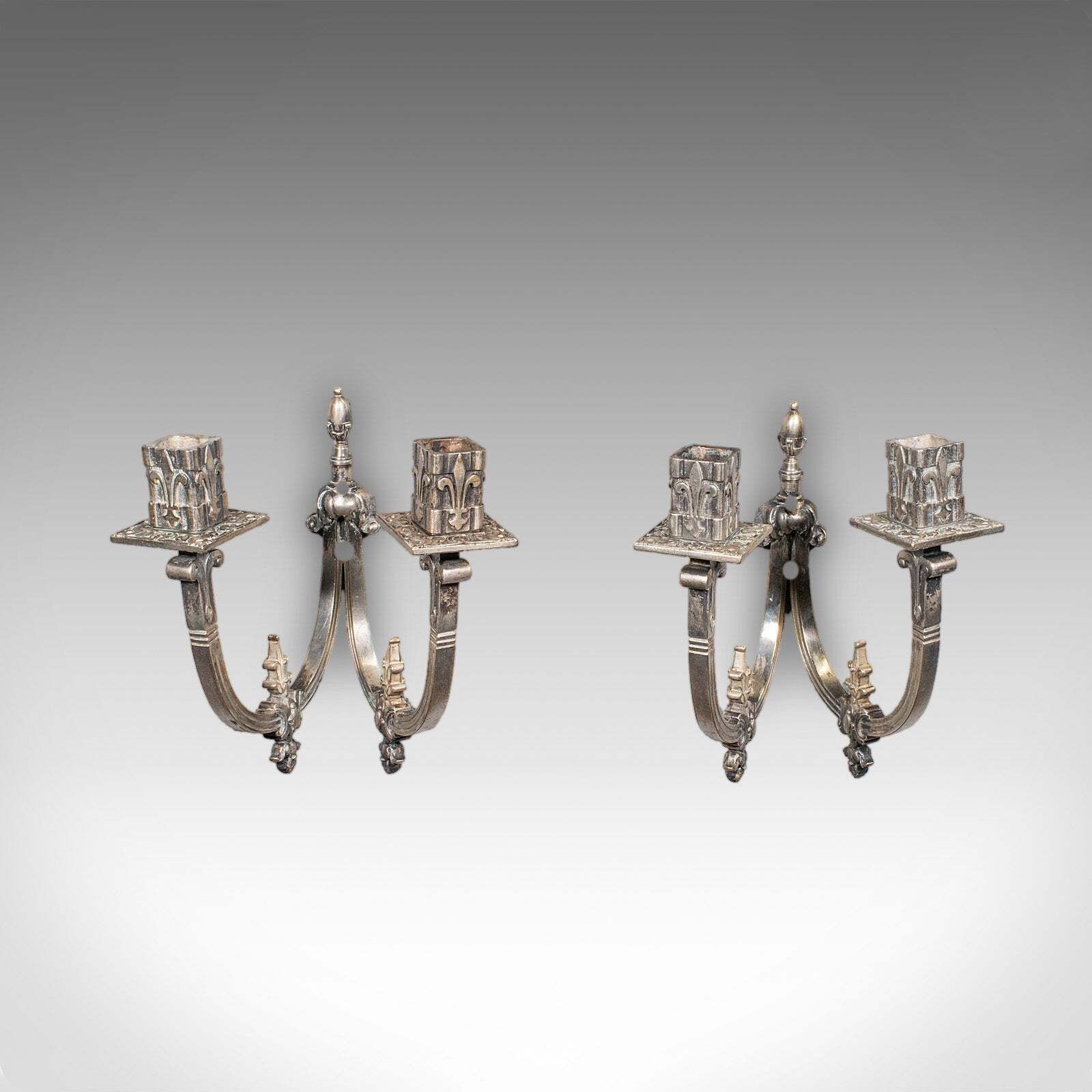 Pair Of Antique Candle Sconces, French, Wall Lighting, Art Nouveau, Victorian photo furniture