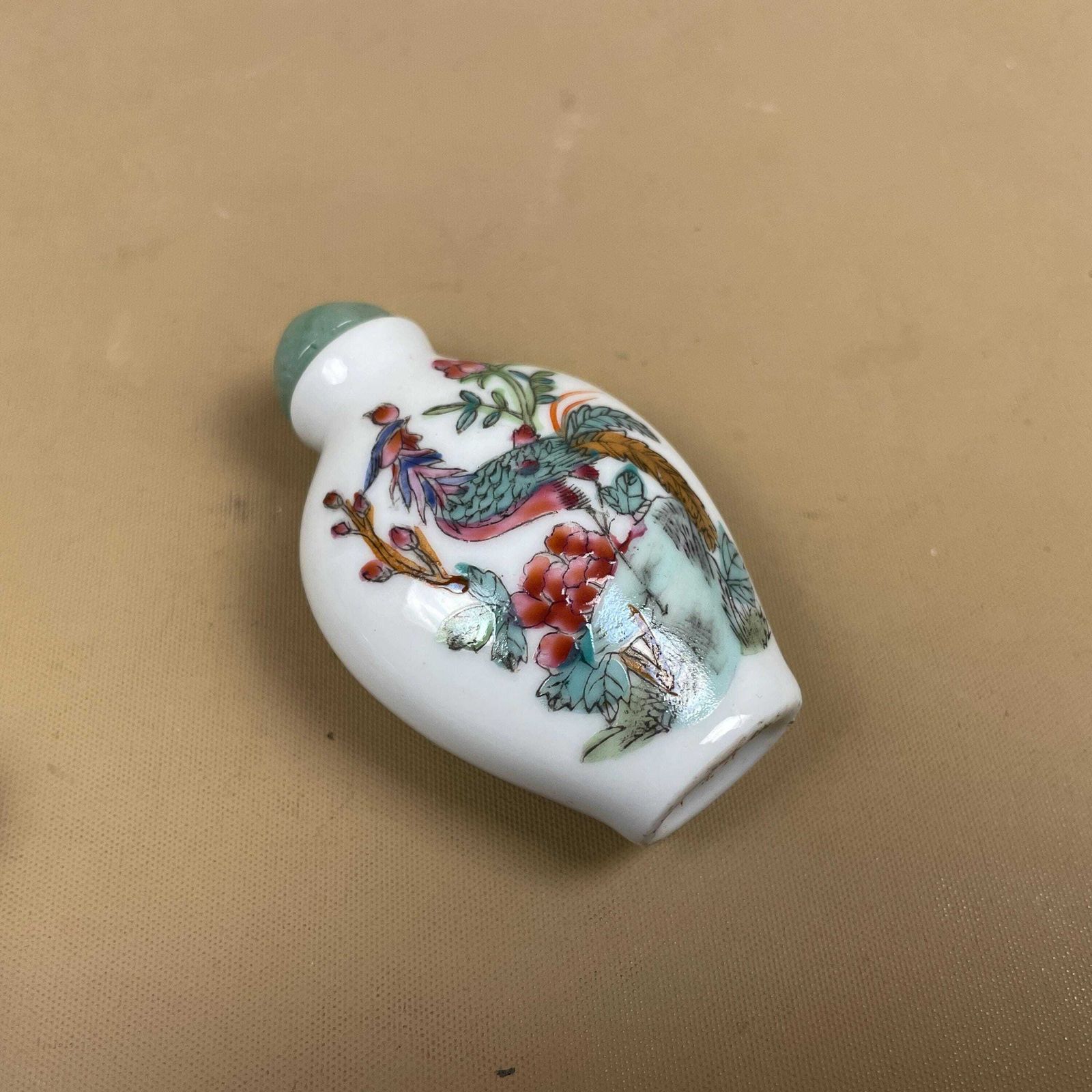 photo for sale Set Of 3 Miniature Oriental Chinese Ceramic Glass Snuff Bottles Porcelain Handmade Small Floral Decorative Pot Antique Asian Painted Bottles