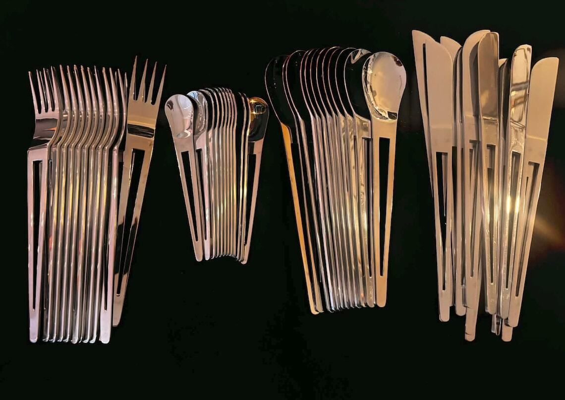 Bestekset Voor 12 Personen – Roestvrij Staal – Modernistisch Design – Herdmar Aztek – Made In Portugal – Cadeau