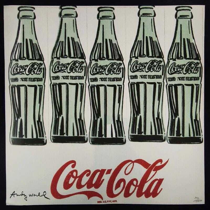 1980s Big Andy Warhol "Coca Cola" Limited Edition Lithograph Numbered In Pencil By Cmoa. 60cm / 23.62 Inches