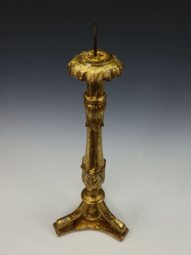 A Late 18th Century Italian Neoclassical Giltwood Candlestick photo vinterior