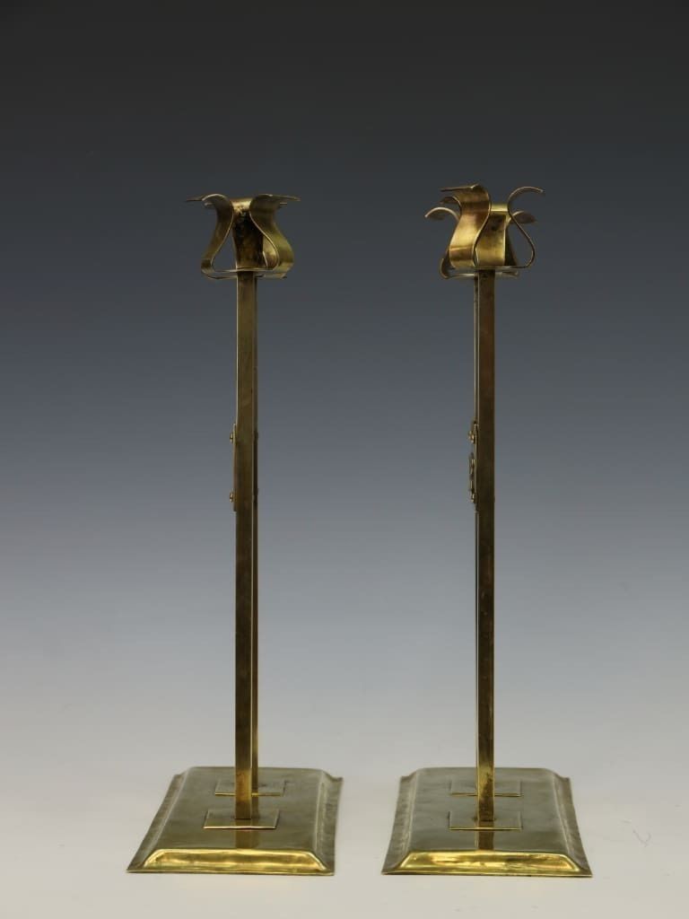 A Rare Pair Of Brass Candlesticks, Attributed To The Margaret Gilmour School photo 650.0