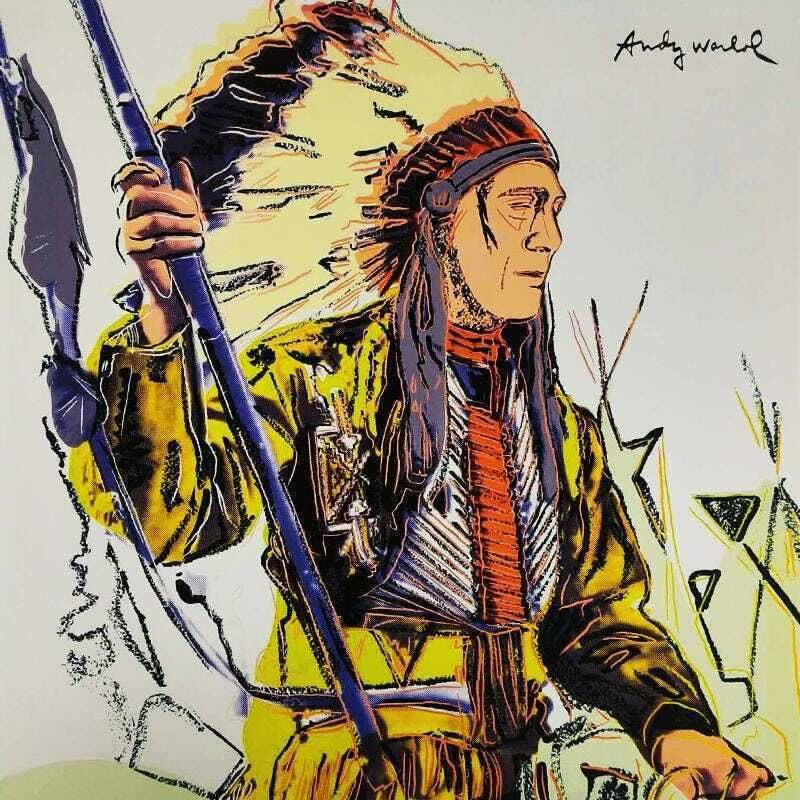 Lithographie en édition limitée « Indians » d'Andy Warhol, années 1980, numérotée au crayon, par le CMOA. Expédition avec droits de douane prépayés vers le Royaume-Uni. photo furniture