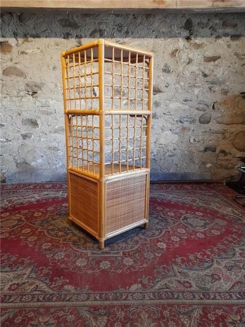 Vintage Bamboo Rattan Shelving Bamboo Boho Chic 0471 photo 195.0