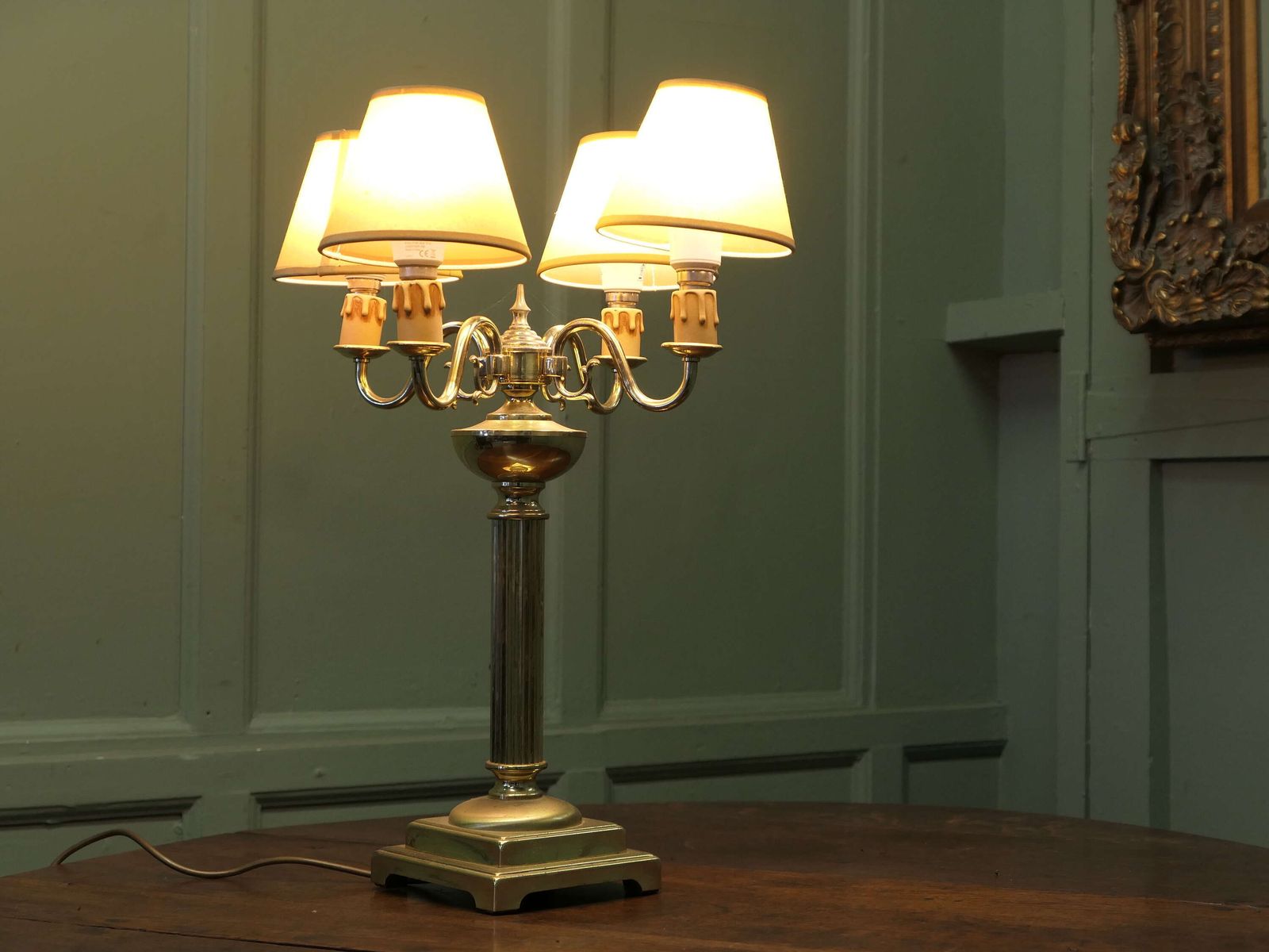 Large Heavy Brass 4 Branch Table Lamp This Is A Heavy And Stunningly Attractive Piece, photo furniture