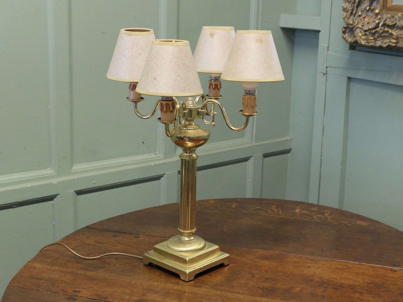 Large Heavy Brass 4 Branch Table Lamp This Is A Heavy And Stunningly Attractive Piece, photo 780.0