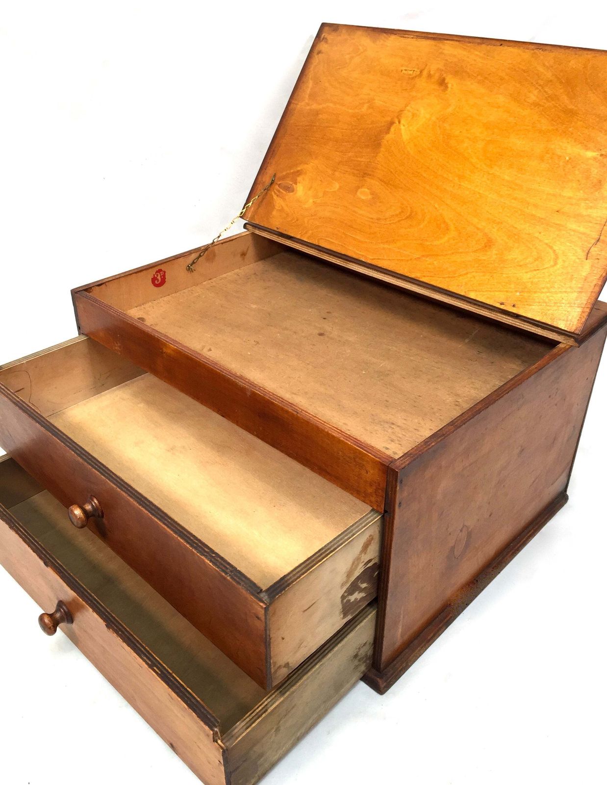 Antique Tabletop Storage Box / Sewing /Haberdashery Cabinet / Jewellery / C1950 photo 129.0
