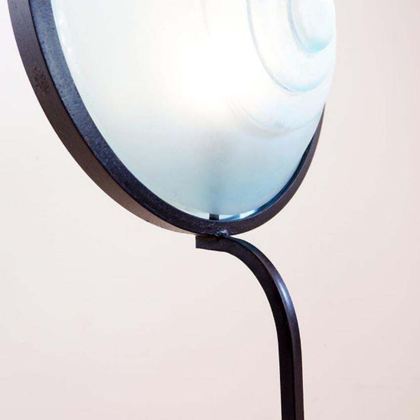 21st Century Industrial Floor Lamp In Metal And Sandblasted Glass photo furniture
