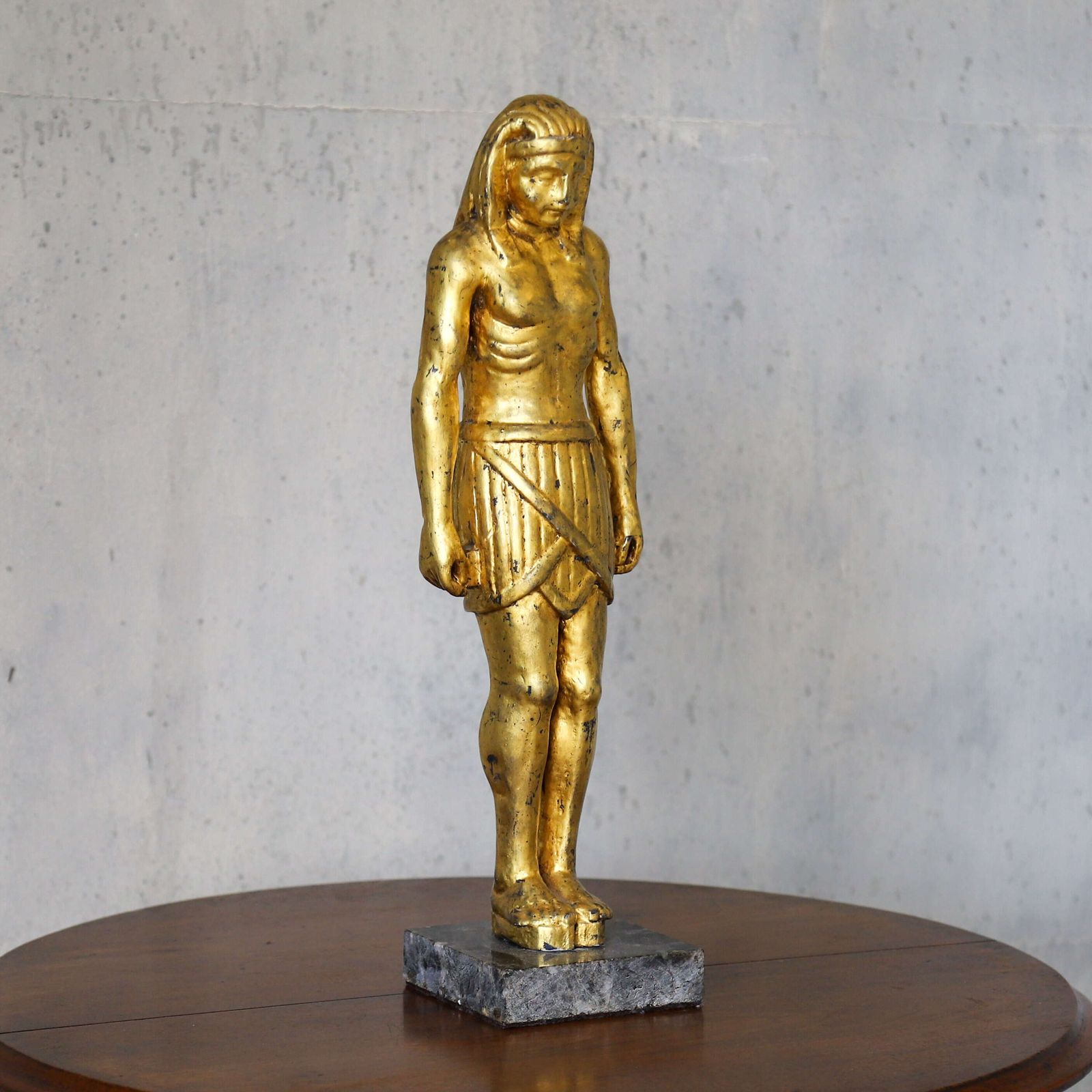 19th Century Wooden Gilt Shabti On Granite Base   Grand Tour Egyptian Revival Figure photo for sale