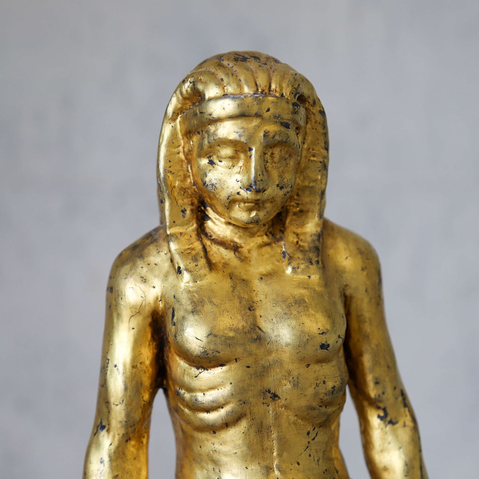 19th Century Wooden Gilt Shabti On Granite Base   Grand Tour Egyptian Revival Figure photo 875.0