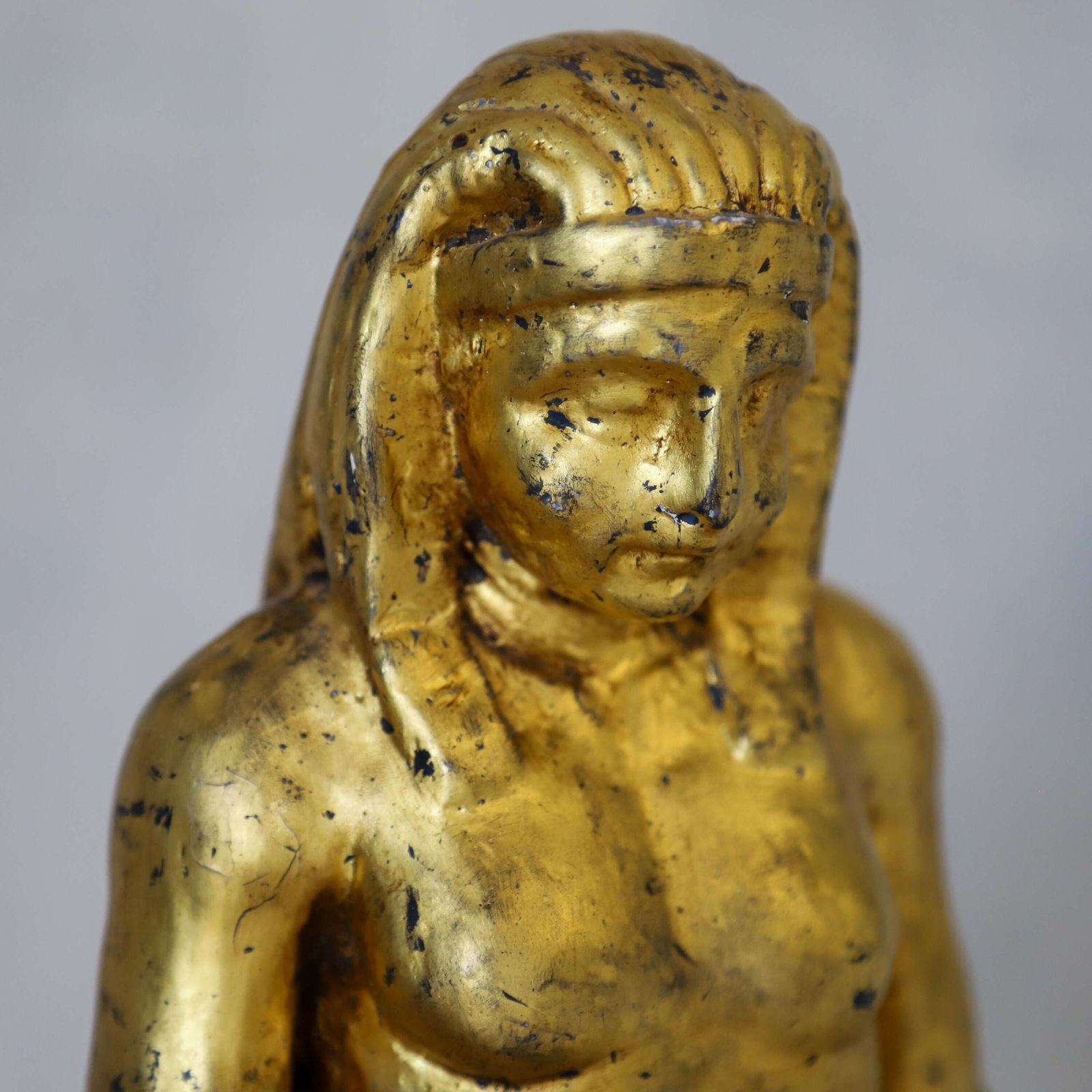 19th Century Wooden Gilt Shabti On Granite Base   Grand Tour Egyptian Revival Figure photo vintage