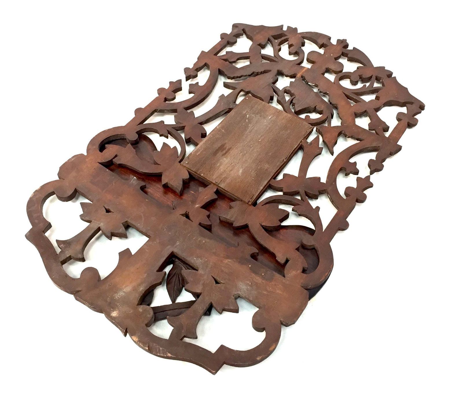 photo buy Antique Wall Hanging Carved Black Forest Folding Shelf Mirror Art Nouveau C.1900