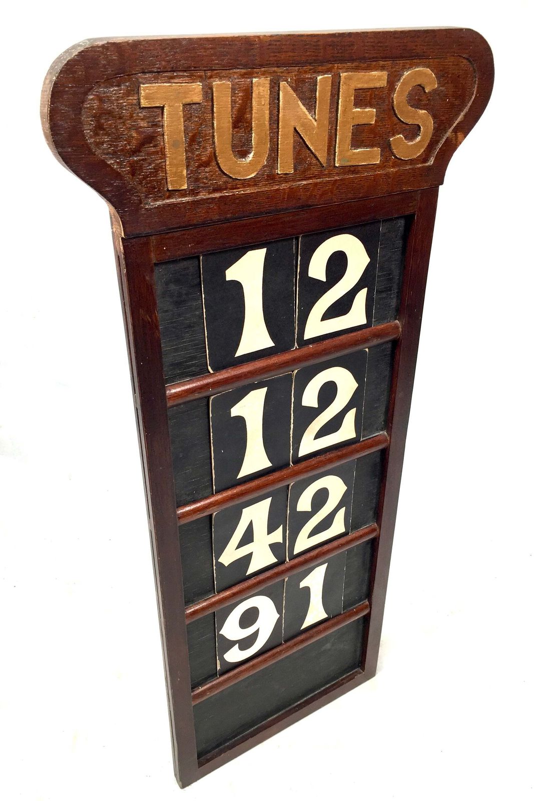 Antique Wooden Oak Tunes Hymn Board / Church Used / Early 20th Century C1930 photo vinterior
